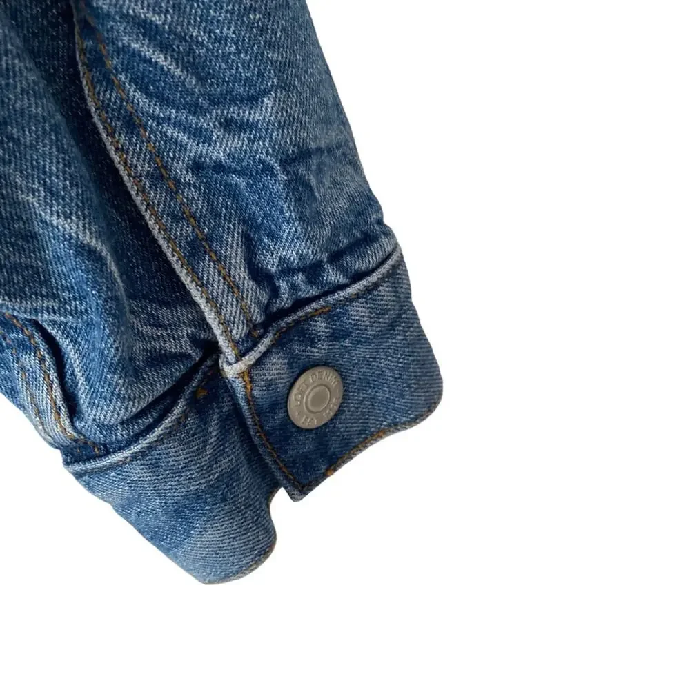 Ann Taylor Loft Sherpa Denim Jean Trucker Jacket size Medium